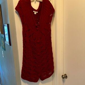 Coldwater Creek Deep Red Crochet Mini Dress
